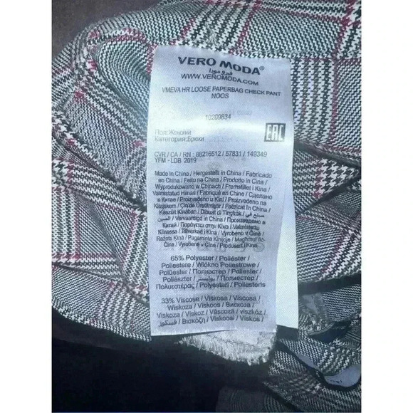 Vero moda plaid pants with belt size s/32 Straight Preppy Light Office Siren - Picture 5 of 7